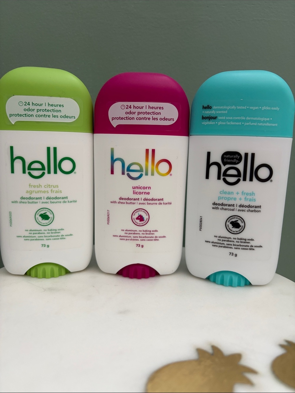 New - 3 x 72g Hello deodorant aluminum free